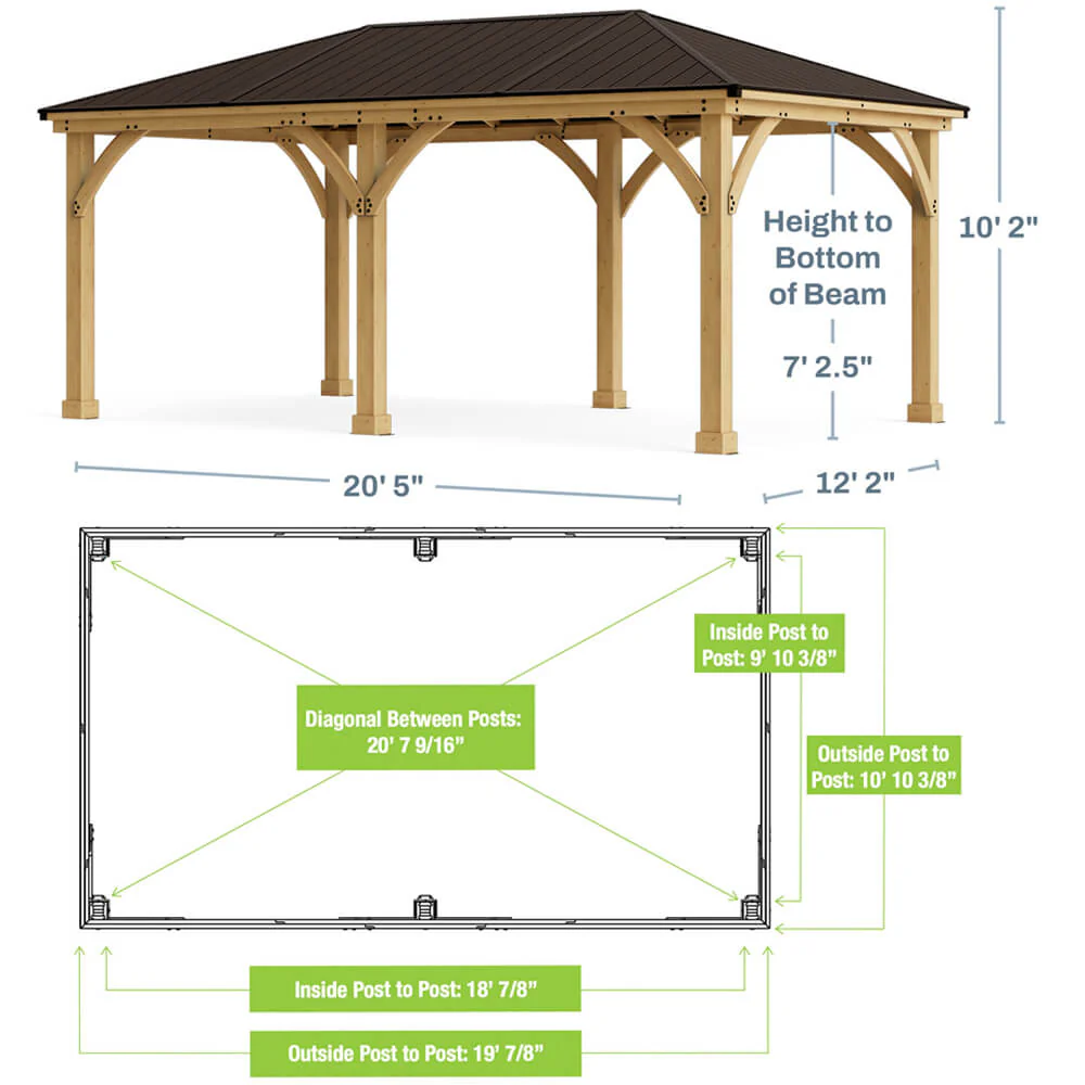 Meridian Gazebo 12ft x 20ft (3.7 x 6.2m) with Single Wall - Image 2