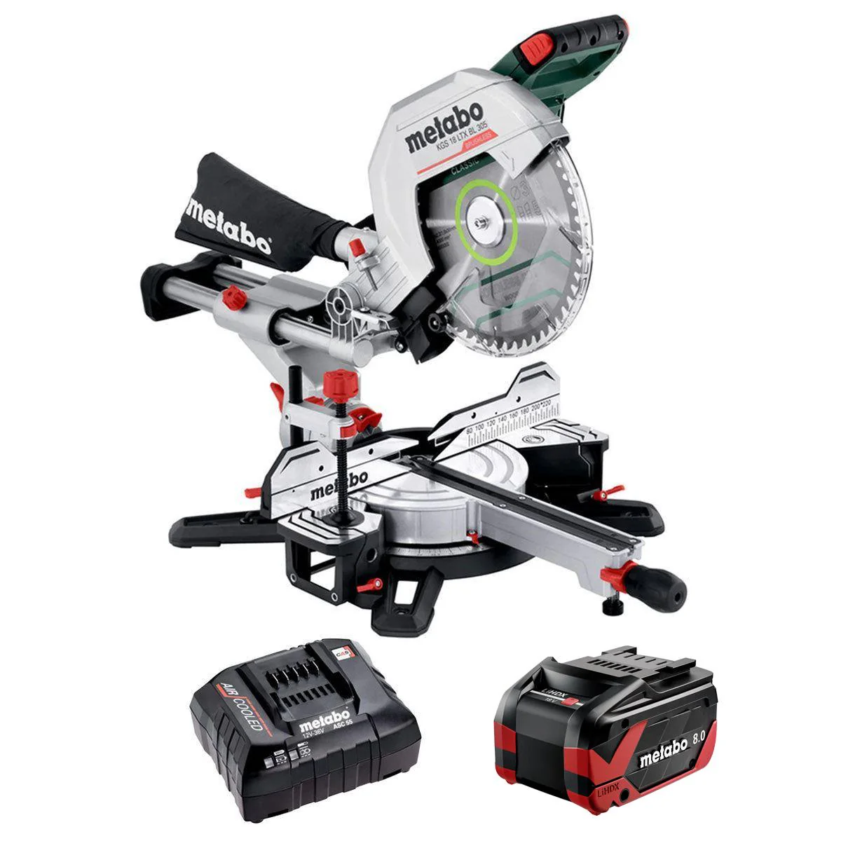 Metabo KGS 18 LTX BL 305 18V 305mm Brushless Mitre Saw with 1 x 8.0Ah Battery & Charger