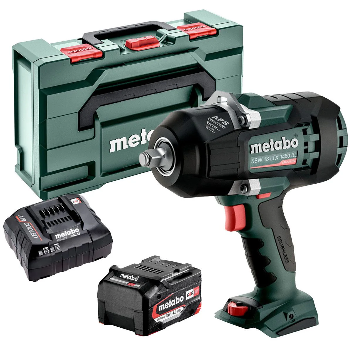 Metabo SSW 18 LTX 1450 BL 18V Brushless 1/2" Impact Wrench with 1 x 4.0Ah Battery Charger & Metabox