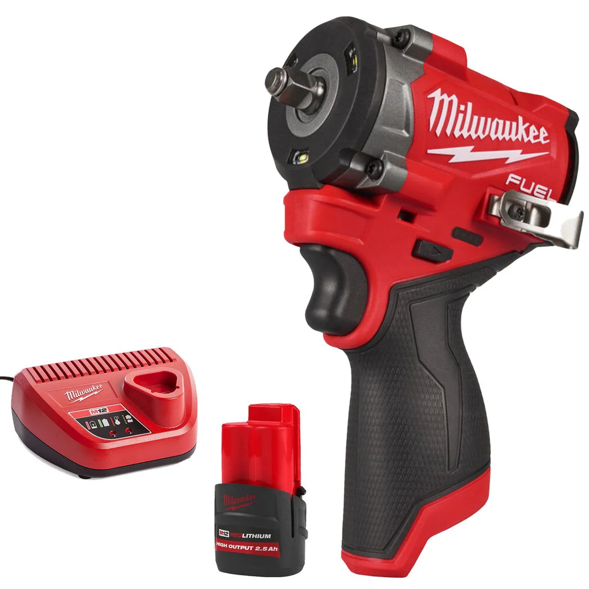 Milwaukee M12FCIWF38G3-0 12V Brushless 3/8" Impact Wrench with 1 x 2.5Ah Battery & Charger