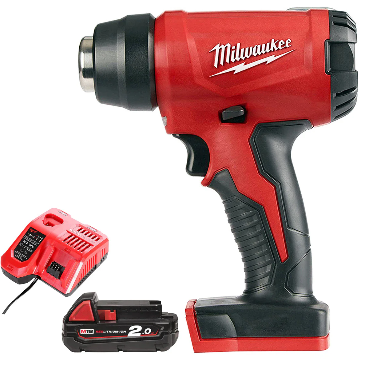 Milwaukee M18BHG-0 18V Cordless Compact Heat Gun with 1 x 2.0Ah Battery & Charger