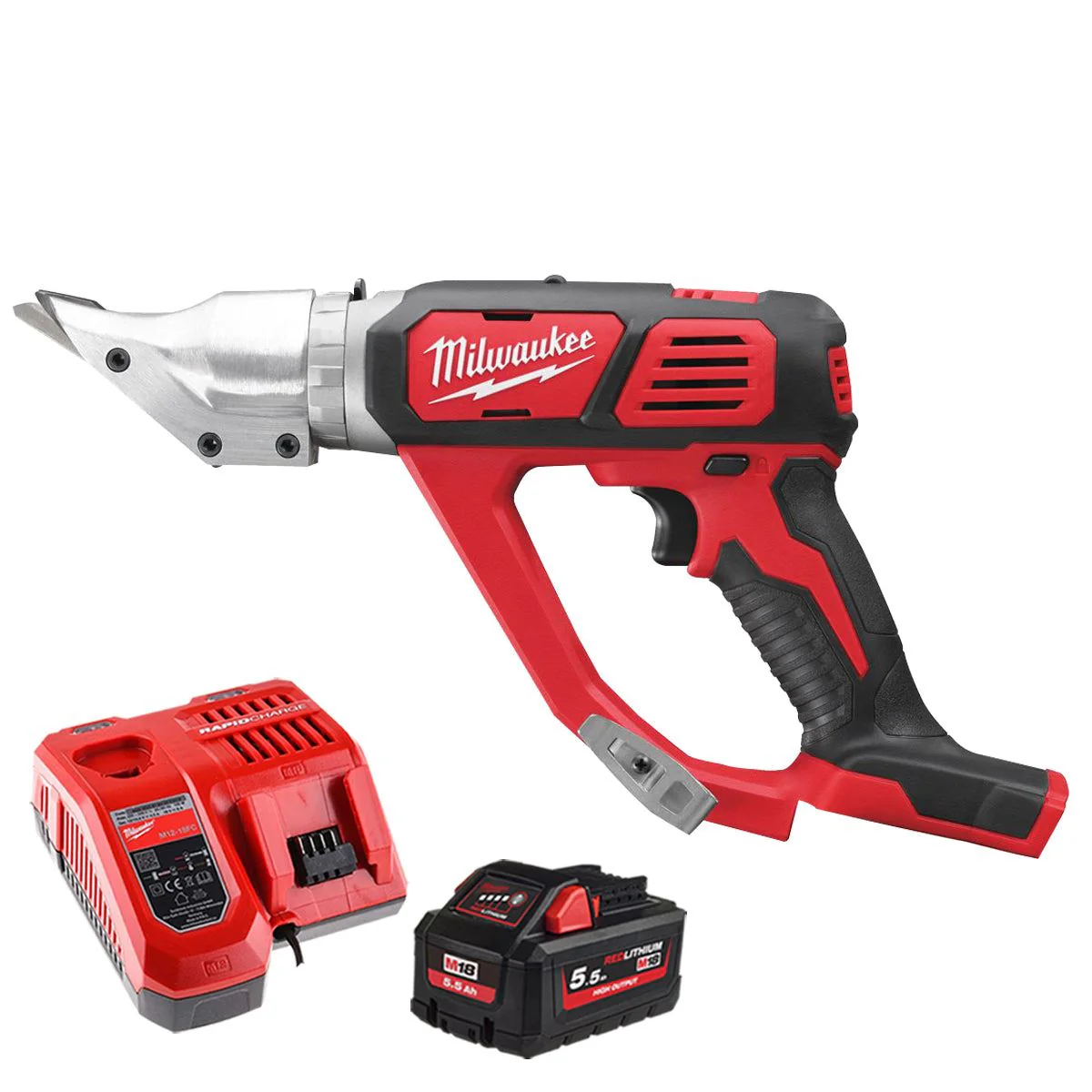 Milwaukee M18BMS12-0 18V 1.2mm Metal Shear with 1 x 5.5Ah Battery & Charger
