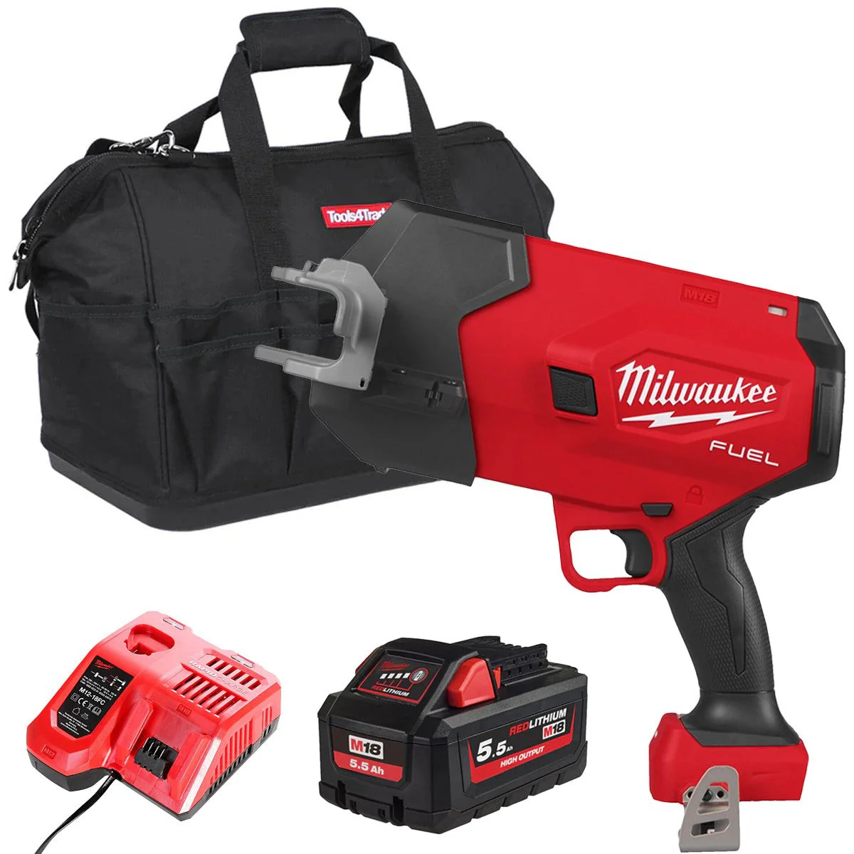 Milwaukee M18FPCS-0 18V M18 FUEL Brushless Steel Pipe Cutter with 1 x 5.5Ah Battery Charger & Bag