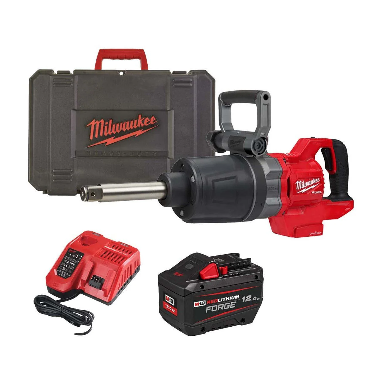 Milwaukee M18ONEFHIWF1D-121C 18V FUEL D-Handle 1" Impact Wrench with 1 x 12.0Ah Forge Battery Charger & Case 4933499252