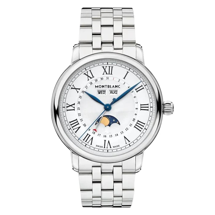 Montblanc Heritage Automatic 42mm Men’s Watch with White Material Dial, Stainless Steel Case & Bracelet, 50m Water Resistant / 128677