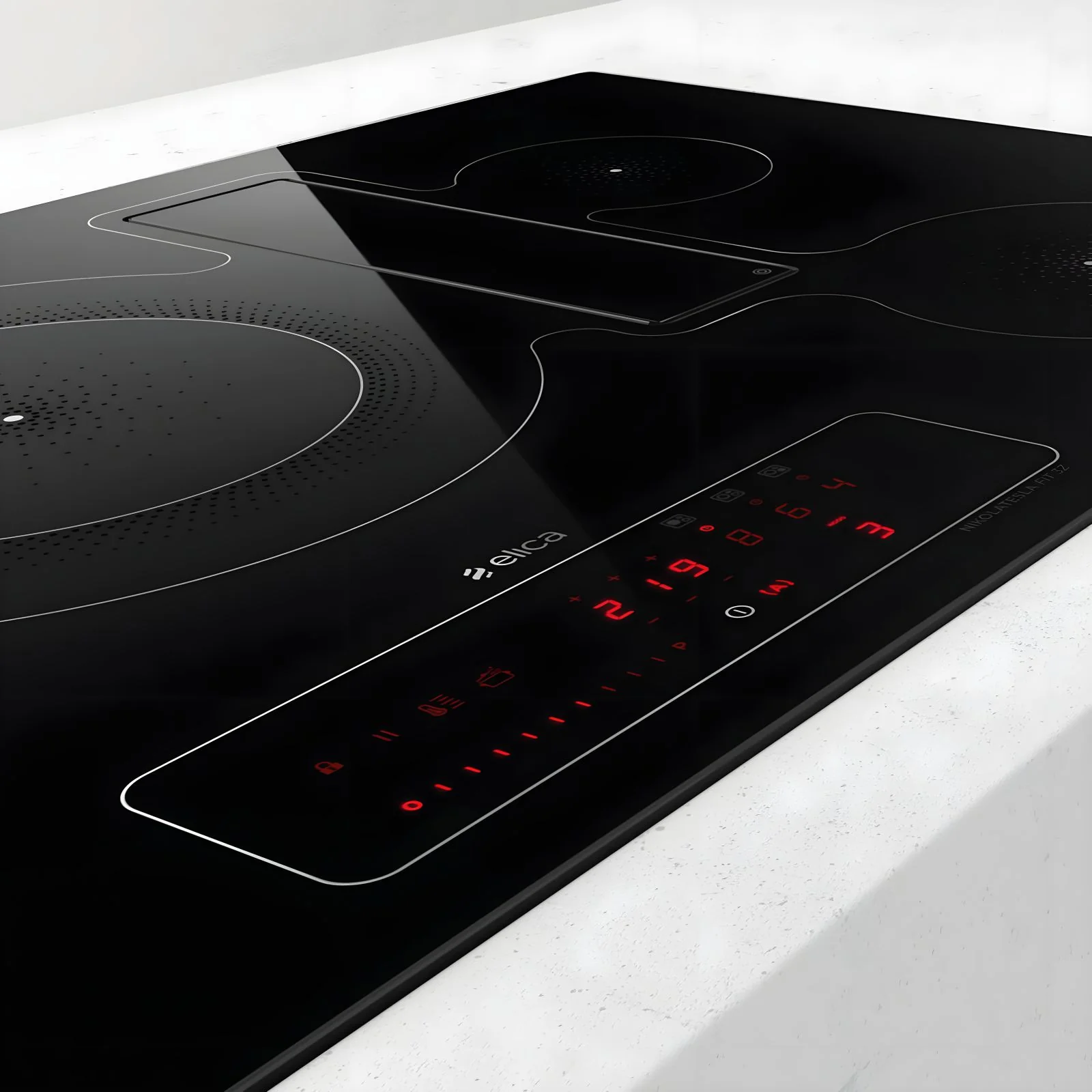Elica NikolaTesla FIT 3Z 60 60cm Black Induction Hob with Downdraft Extractor - Image 3