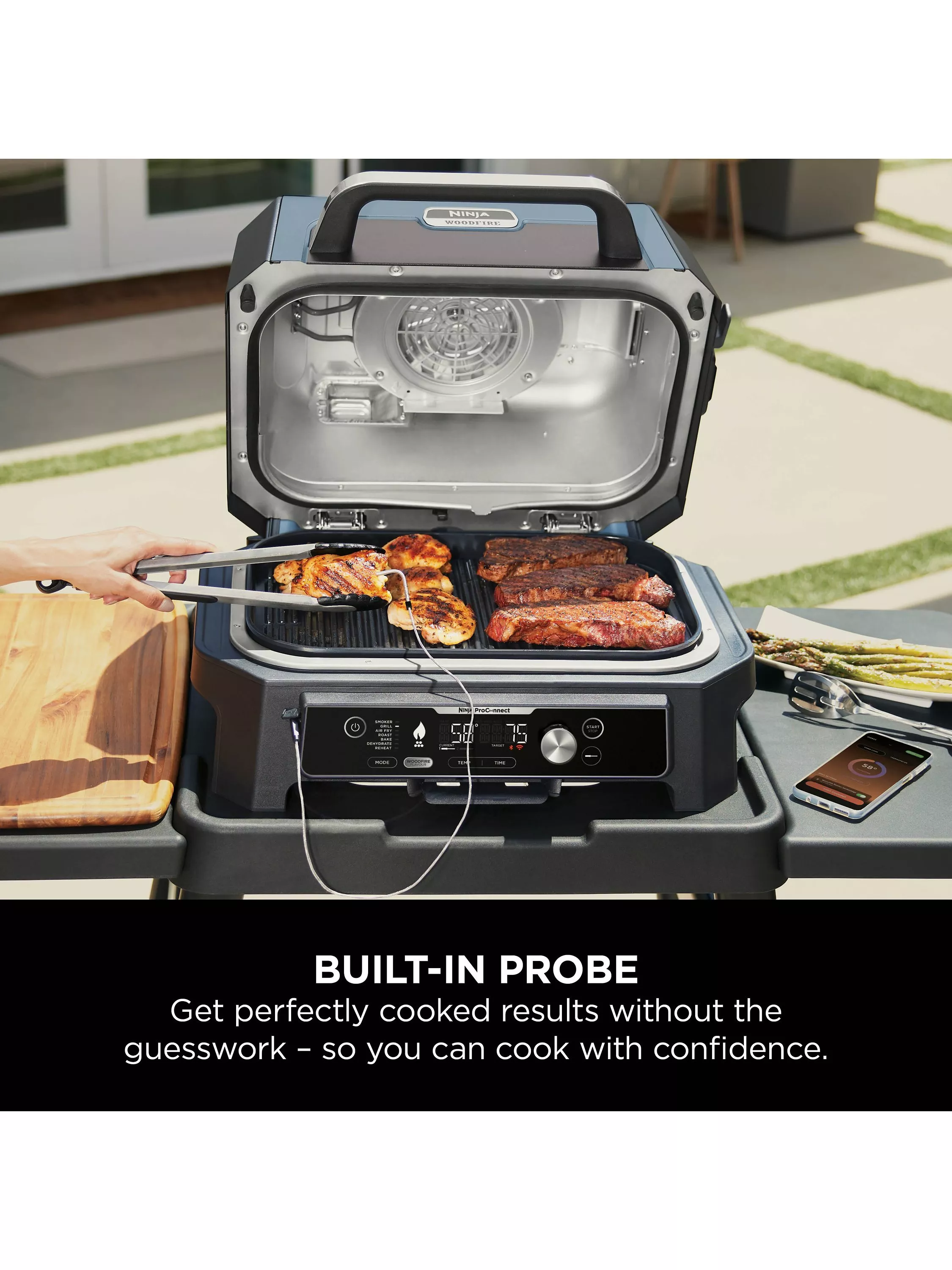 Ninja Woodfire Pro Connect XL Electric BBQ Grill & Smoker, Blue - Image 11