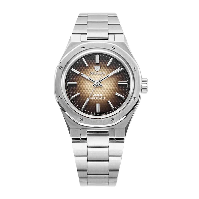 Nivada Grenchen Automatic 37mm Men’s Watch with Brown Material Dial, Stainless Steel Case & Bracelet, 100m Water Resistant / 68002A77
