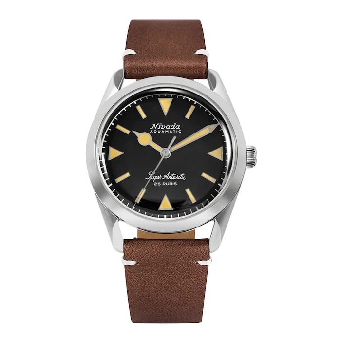 Nivada Grenchen Automatic 38mm Men’s Watch with Black Material Dial, Stainless Steel Case, 100m Water Resistant / 32024A02