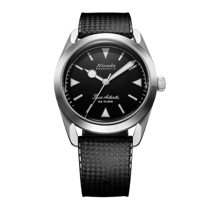Nivada Grenchen Automatic 38mm Men’s Watch with Black Material Dial, Stainless Steel Case, 100m Water Resistant / 32025A01