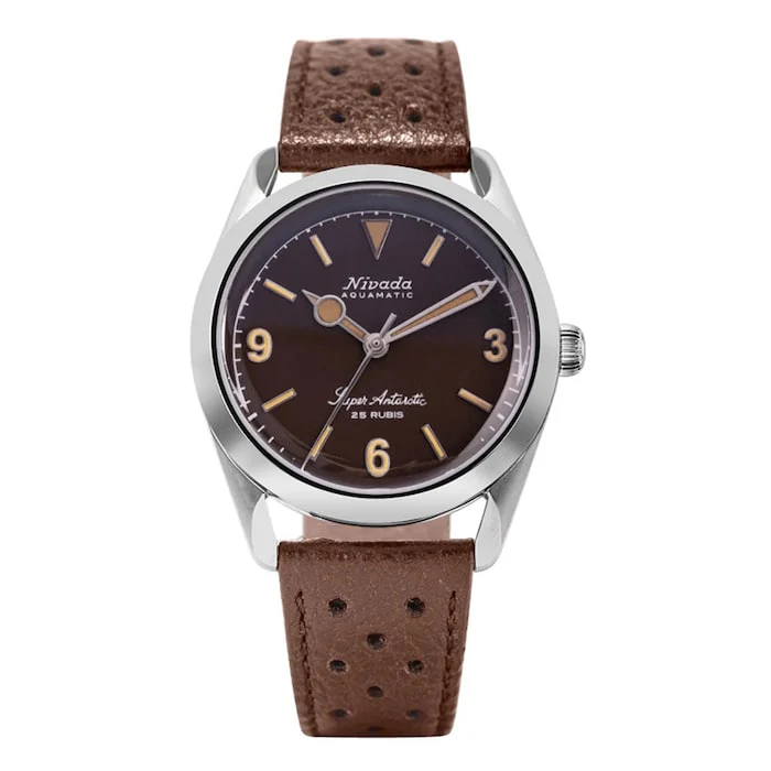 Nivada Grenchen Automatic 38mm Men’s Watch with Black Material Dial, Stainless Steel Case, 100m Water Resistant / 32031A23
