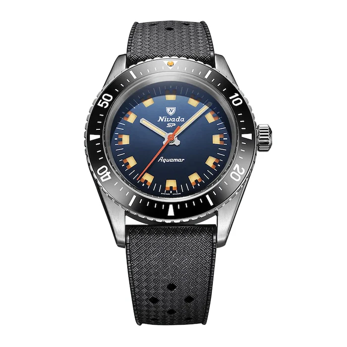 Nivada Grenchen Automatic 38mm Men’s Watch with Blue Material Dial, Stainless Steel Case, 200m Water Resistant / 32074A01