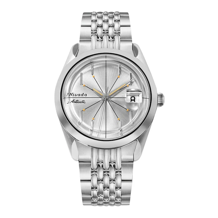 Nivada Grenchen Automatic 38mm Men’s Watch with Silver Material Dial, Stainless Steel Case & Bracelet, 100m Water Resistant / 32023A04