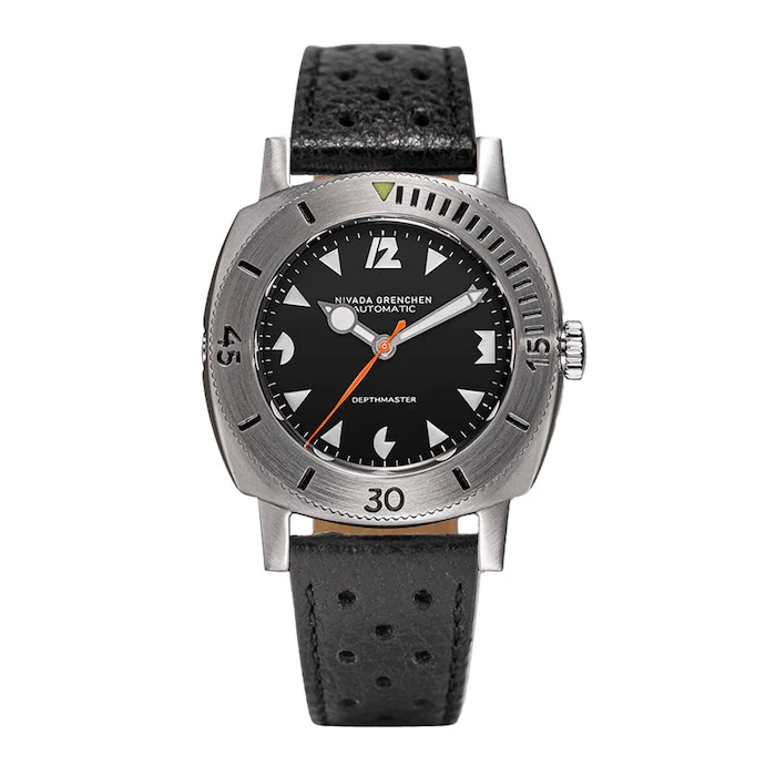 Nivada Grenchen Automatic 39mm Men’s Watch with Black Material Dial, Stainless Steel Case, 000m Water Resistant / 14102A10
