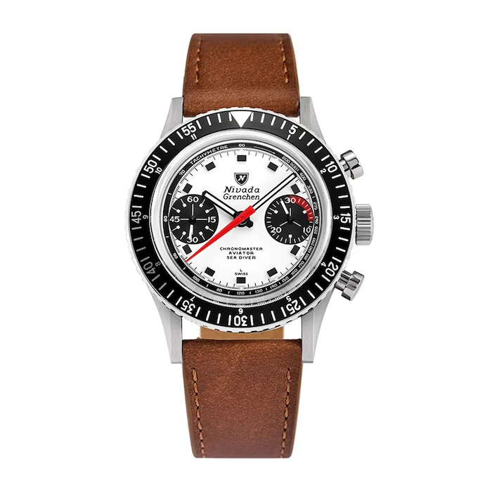 Nivada Grenchen Heritage Manual Wind 38mm Men’s Watch with White Material Dial, Stainless Steel Case, 100m Water Resistant / 86054M16