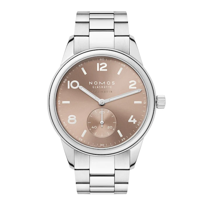 NOMOS Glashutte Sport Automatic 39mm Men’s Watch with Pink Material Dial, Stainless Steel Case & Bracelet, 200m Water Resistant / 762