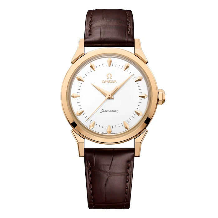 Omega 37mm Men’s Watch with White Material Dial, Gold Case, 100m Water Resistant / O52253372004001