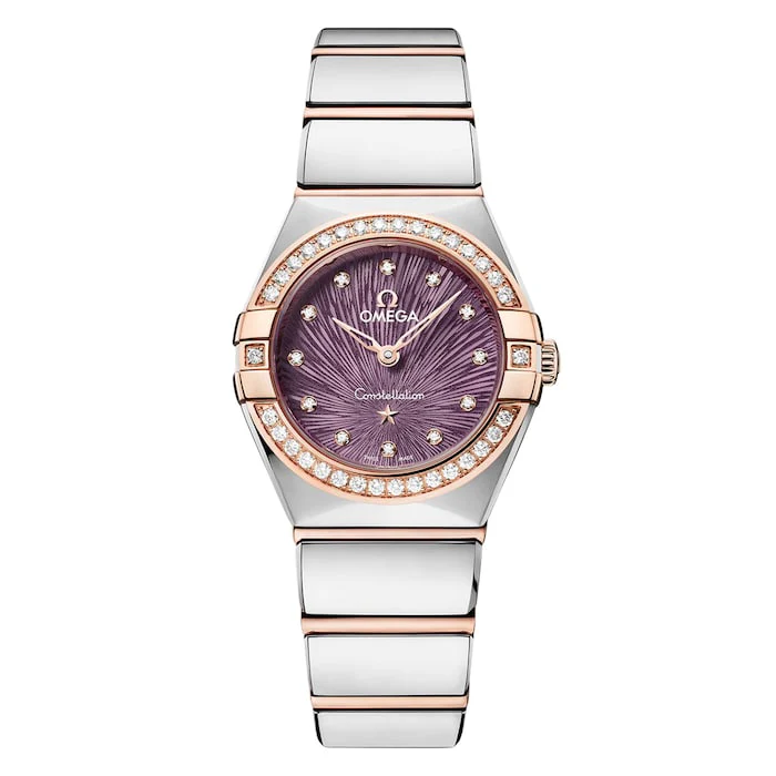 Omega Constellation Sedna Gold 25mm Ladies Watch Purple Luxury Watch Swiss Made High Precision Movement  O13125256060002