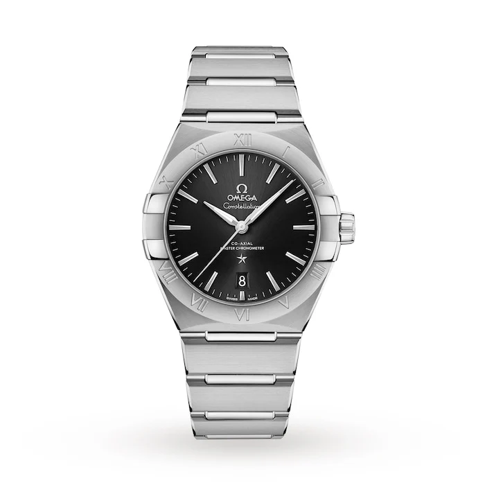 Omega Quartz 39mm Men’s Watch with Black Material Dial, Stainless Steel Case & Bracelet, 50m Water Resistant / O13110392001001