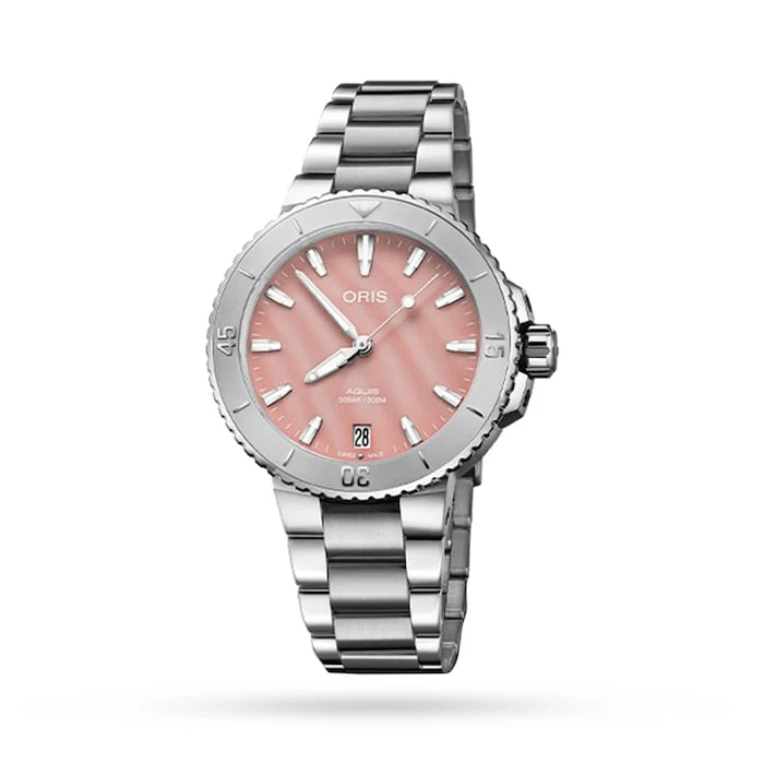 Oris Aquis Date 36.5mm Unisex Watch Pink Luxury Watch Swiss Made High Precision Movement 01 733 7770 4158-07 8 18 05P