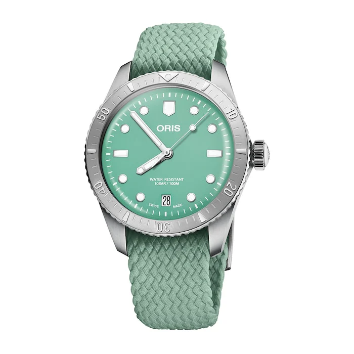 Oris Automatic 38mm Men’s Watch with Green Material Dial, Stainless Steel Case, 100m Water Resistant / 01 733 7771 4057-07 3 19 03S