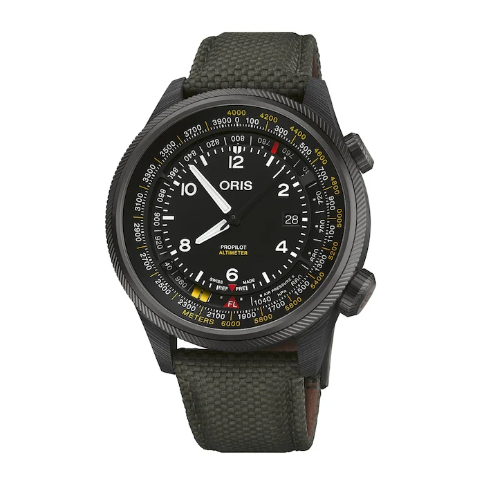 Oris Automatic 47mm Men’s Watch with Black Material Dial, Stainless Steel Case, 000m Water Resistant / 01 793 7775 8764-SET