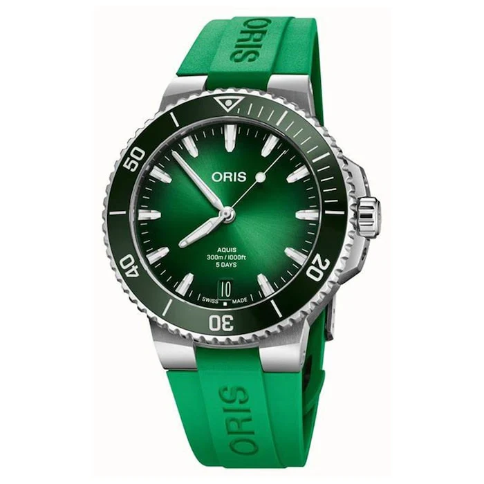 Oris Automatic Men’s Watch with Green Material Dial, Stainless Steel Case, 300m Water Resistant / 01 400 7790 4157-07 4 23 47EB