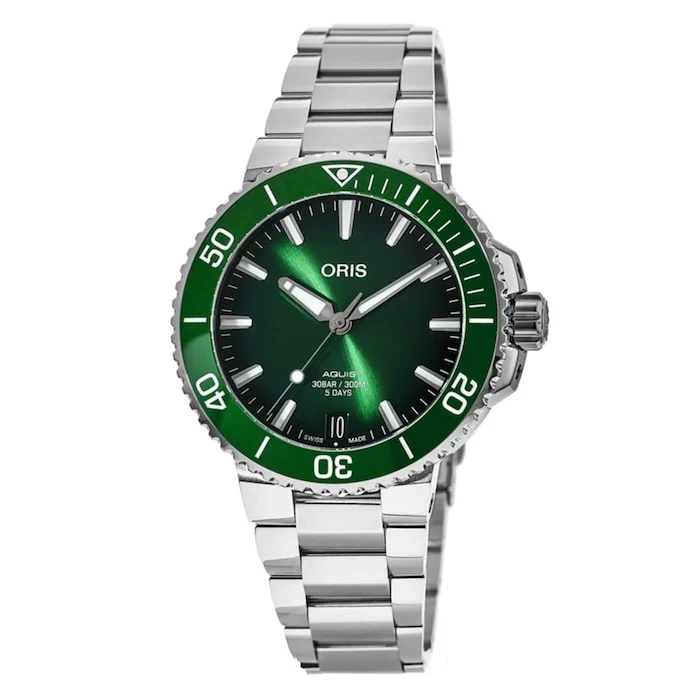 Oris Automatic Men’s Watch with Green Material Dial, Stainless Steel Case & Bracelet, 300m Water Resistant / 01 400 7790 4157-07 8 23 02PEB