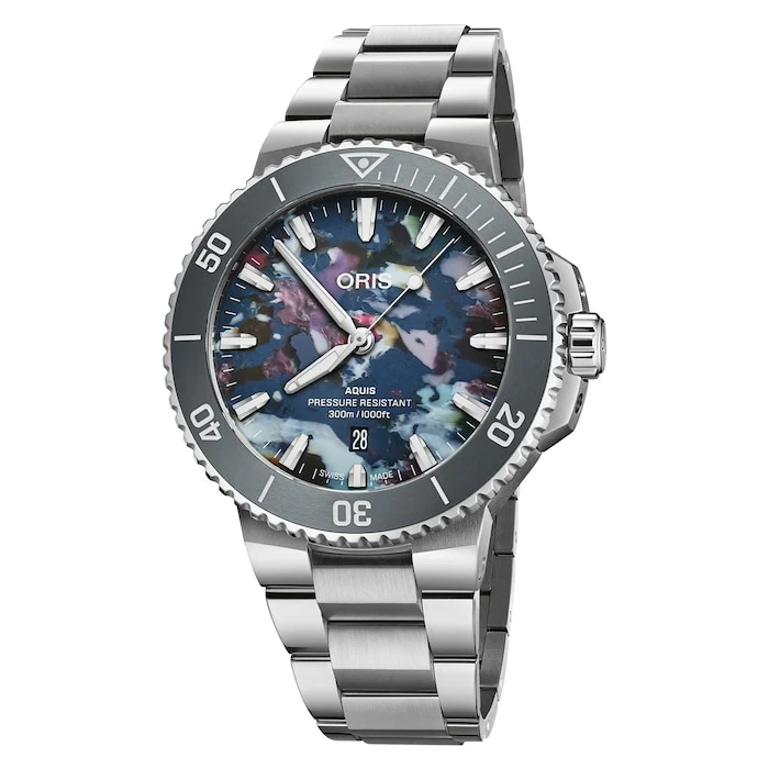 Oris Automatic Men’s Watch with Multicoloured Material Dial, Stainless Steel Case & Bracelet, 300m Water Resistant / 01 733 7789 4150-07 8 23 04PEB