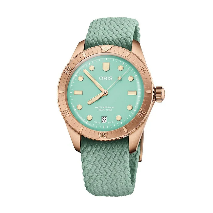 Oris Divers Sixty-Five 38mm Cotton Candy Bronze Green Automatic Watch  01 733 7771 3157-07 3 19 03BRS
