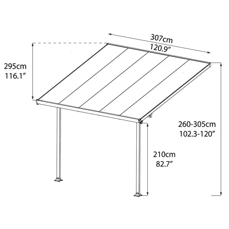 Palram Canopia Feria 3 Patio Cover in Grey, 3 x 3.05m - Image 2