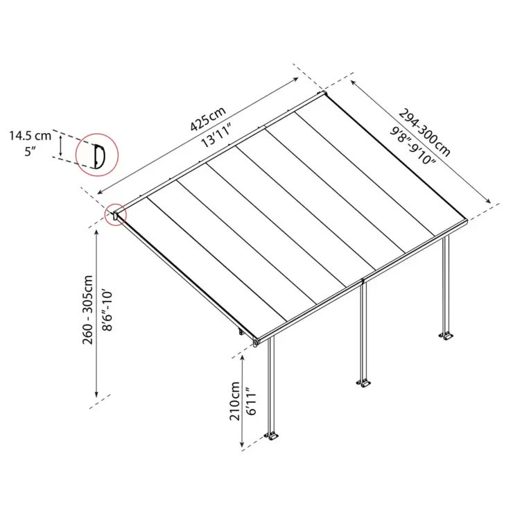 Palram Canopia Feria 3 Patio Cover in Grey, 3 x 4.25m - Image 2