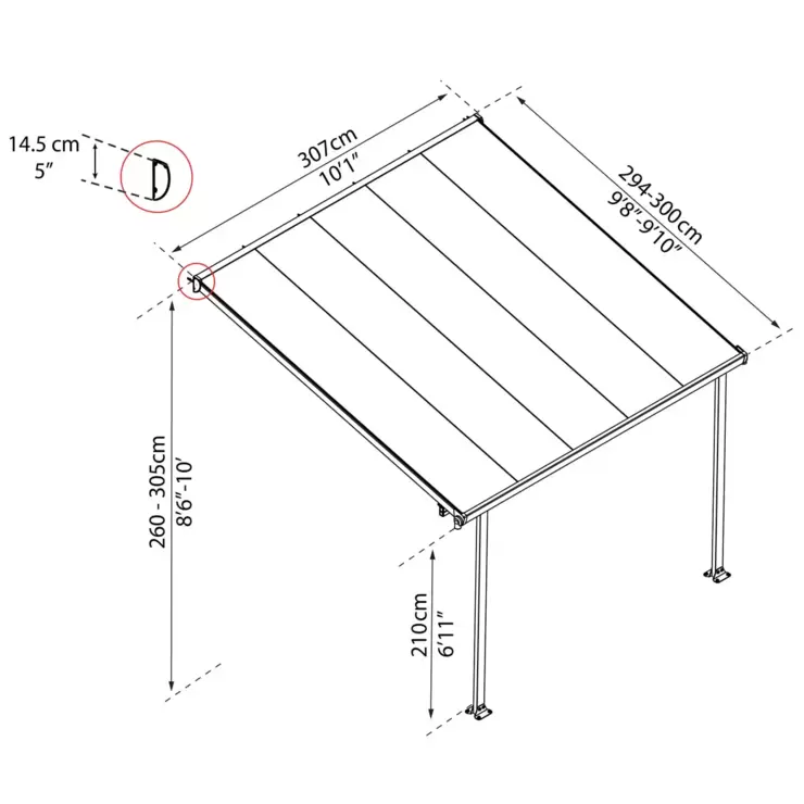 Palram Canopia Feria 3 Veranda Patio Cover in White, 3 x 3.05m - Image 2