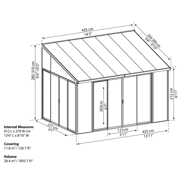 Palram Canopia Sanremo Lean Conservatory Colour White Powder Coated Aluminium Perfect - Image 3