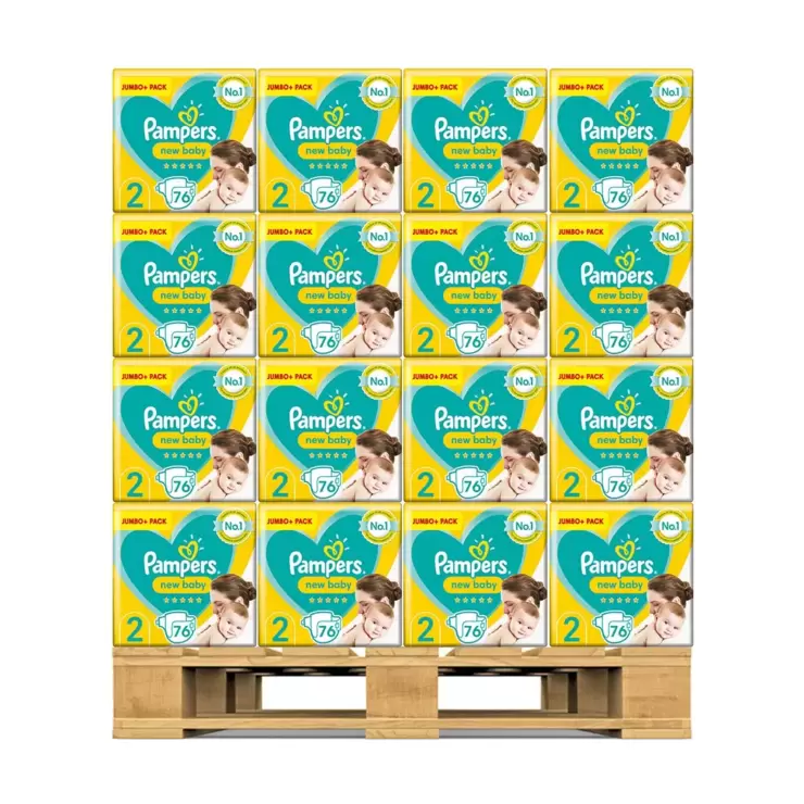 Pampers New Baby Nappies Size 2, 120 x Jumbo+ 76 Pack Pallet Deal