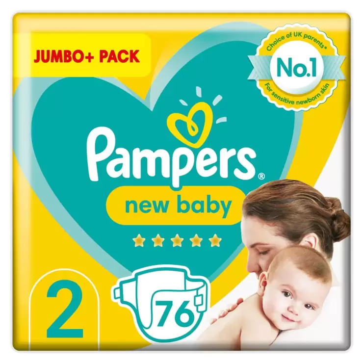 Pampers New Baby Nappies Size 2, 120 x Jumbo+ 76 Pack Pallet Deal - Image 2