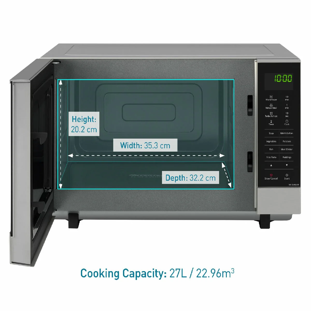 Panasonic 27 Litre 1000W Solo Microwave in Silver, NN-SF464MBPQ - Image 5