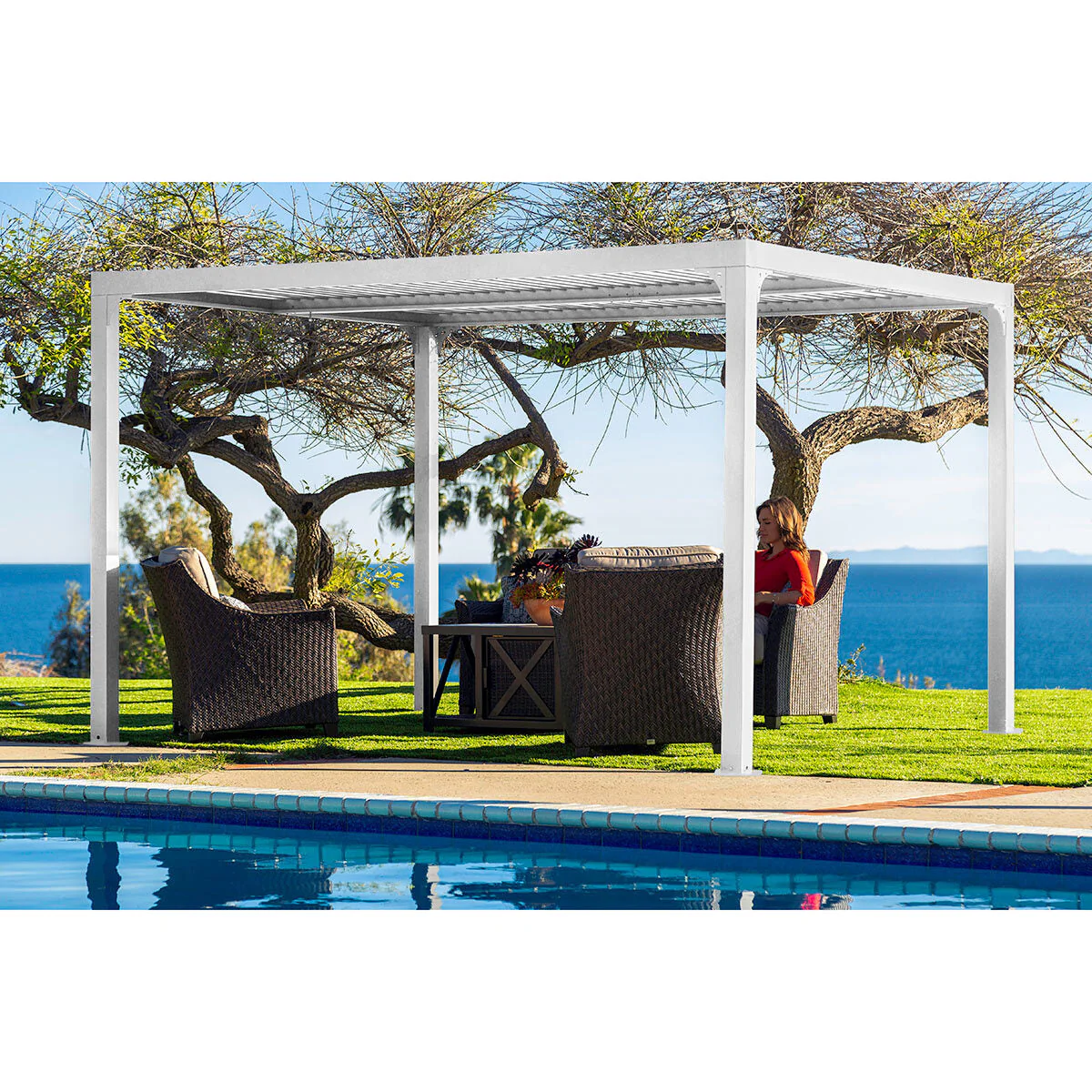 Paragon Novara 10ft x 12ft (3 x 3.6m) Louvered Pergola in White - Image 7