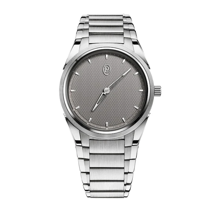 Parmigiani Fleurier Elegance Automatic 36mm Men’s Watch with Grey Material Dial, Stainless Steel Case & Bracelet, 100m Water Resistant / pfc804-1020001-100182