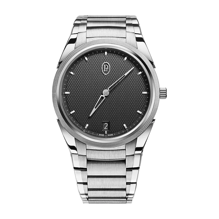 Parmigiani Fleurier Elegance Automatic 40mm Men’s Watch with Grey Material Dial, Stainless Steel Case & Bracelet, 100m Water Resistant / pfc914-1020001-100182