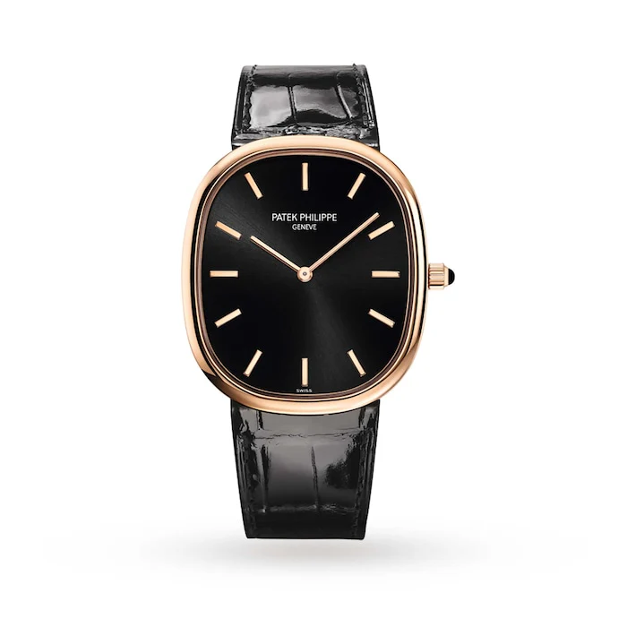 Patek Philippe Elegance Automatic 34mm Men’s Watch with Black Material Dial, Gold Case, 30m Water Resistant / 5738R-001