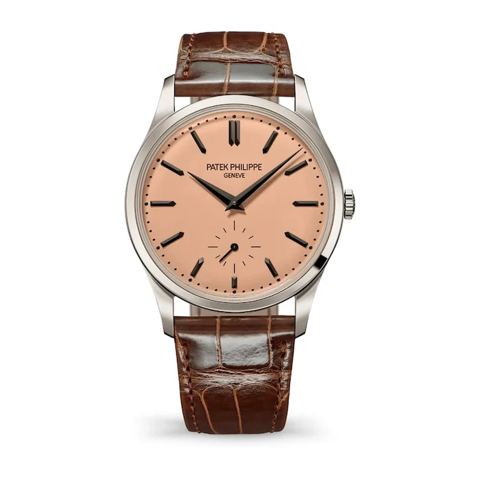 Patek Philippe Elegance Manual Wind 38mm Men’s Watch with Rose Material Dial, Platinum Case, 30m Water Resistant / 6196P-001