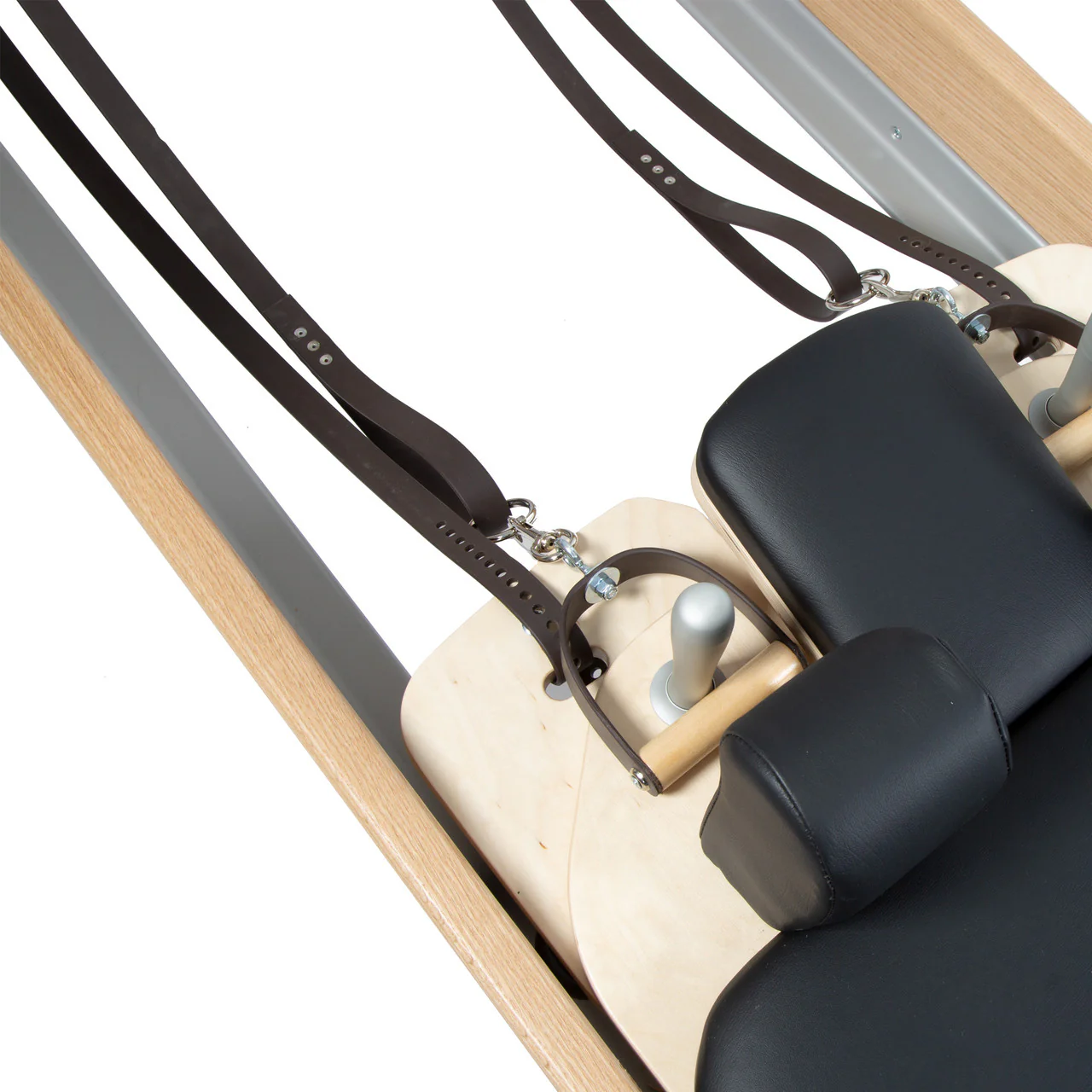 Convertible Reformer and Trapeze System with Solid Wood Frame, Vegan Straps, Adjustable Carriage, Contoured Footbar, and Full Stainless Steel Trapeze for Professional Pilates Training