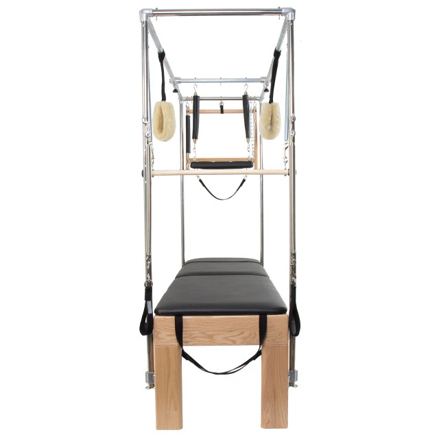 Convertible Reformer and Trapeze System with Solid Wood Frame, Vegan Straps, Adjustable Carriage, Contoured Footbar, and Full Stainless Steel Trapeze for Professional Pilates Training - Image 2