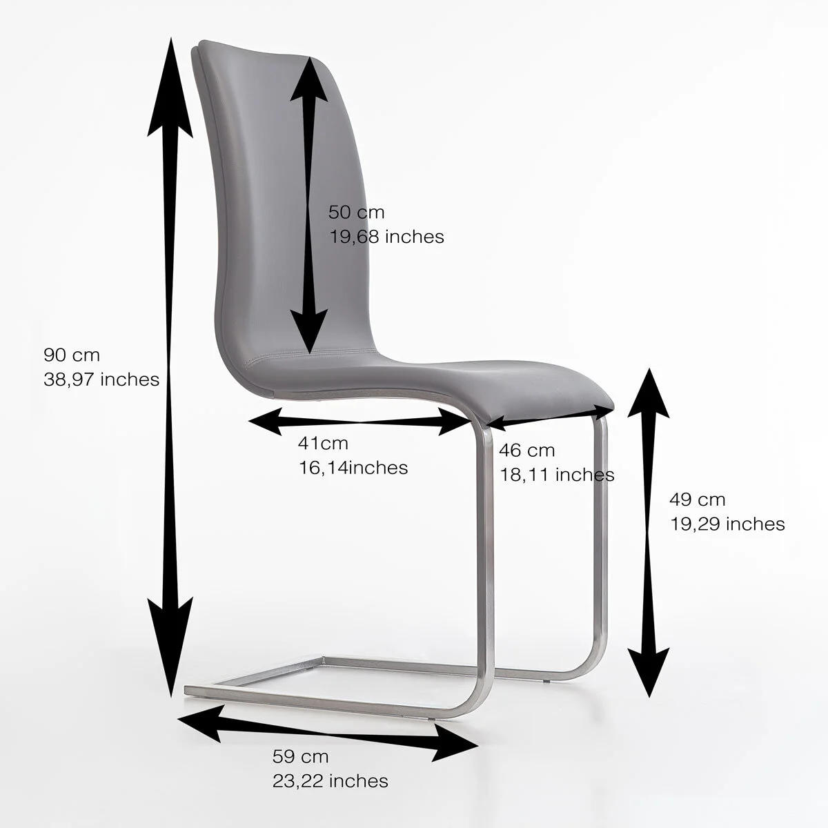 Peressini Rio Grey Faux Leather Dining Chair, 2 Pack - Image 2