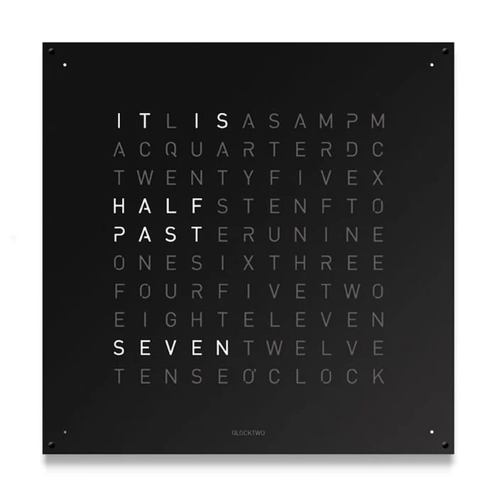 QLOCKTWO LARGE Stainless Steel Black Pepper Wall Clock 90cm Luxury Watch Luxury Watch Swiss Made LG4ENBLPC