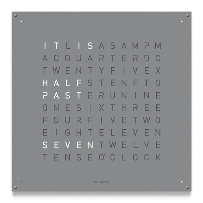 QLOCKTWO LARGE Stainless Steel Grey Pepper Wall Clock 90cm Luxury Watch Luxury Watch Swiss Made LG4ENGRPC