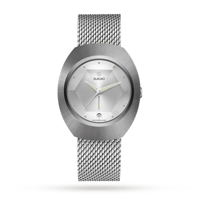 Rado Automatic 38mm Men’s Watch with Grey Material Dial, Stainless Steel Case & Bracelet, 100m Water Resistant / R12163118