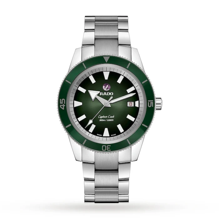 Rado Automatic 42mm Men’s Watch with Green Material Dial, Stainless Steel Case & Bracelet, 300m Water Resistant / R32105313