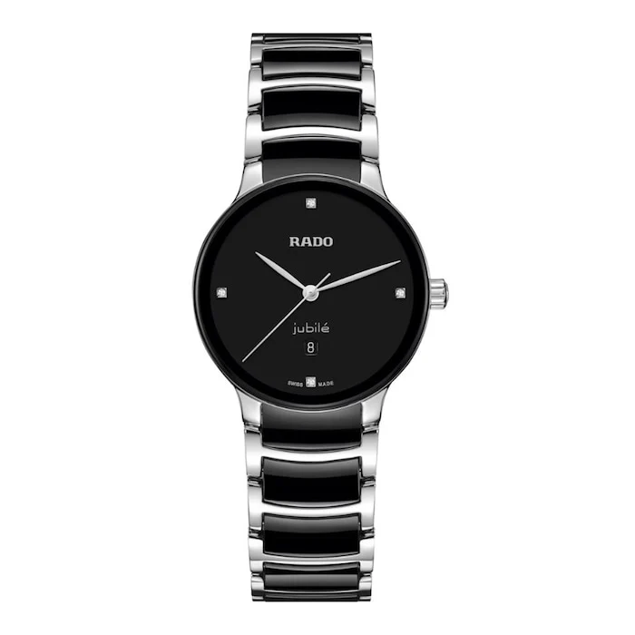 Rado Centrix 30.5mm Stainless Steel Ladies Watch Black Luxury Watch Swiss Made High Precision Movement R30026712